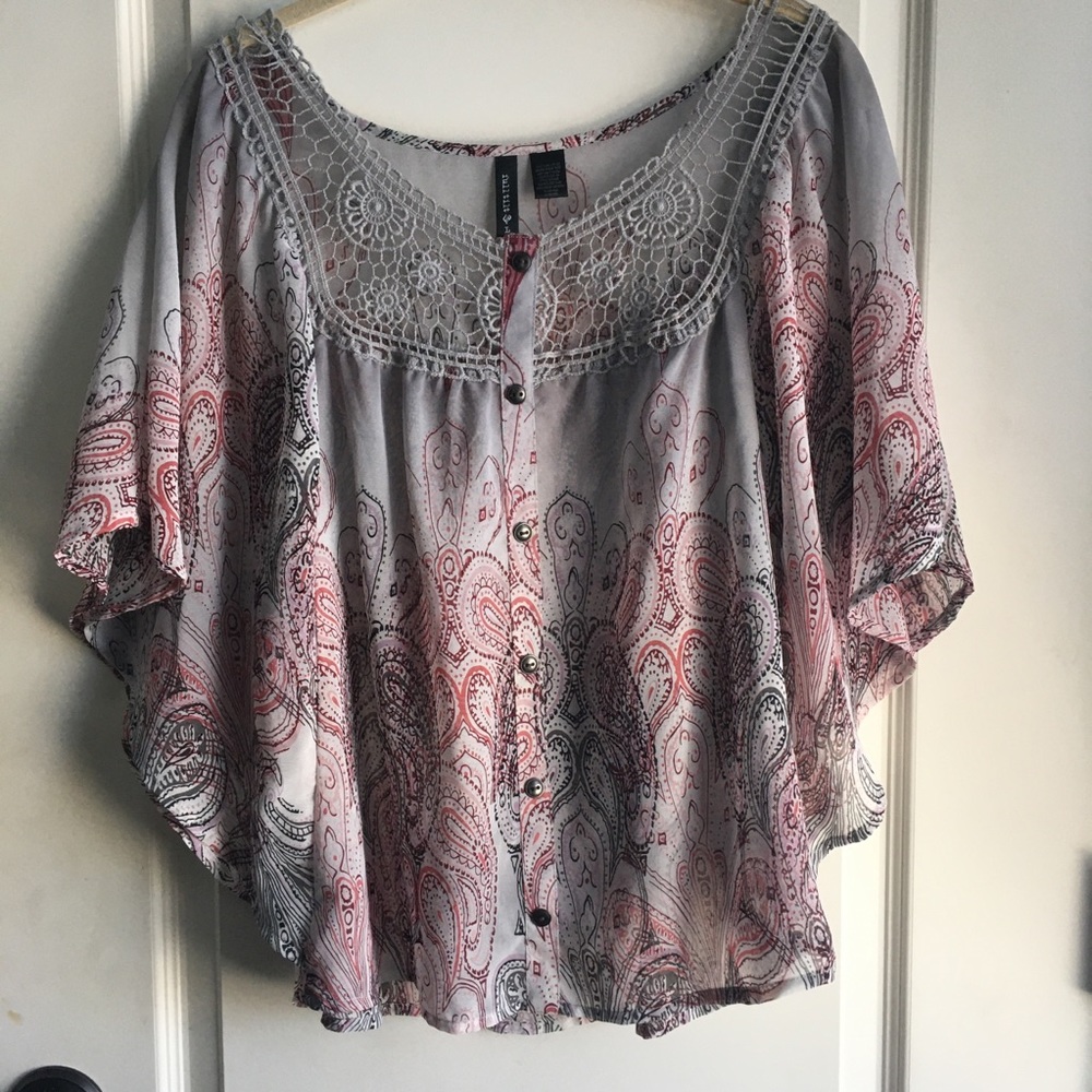 Boho Grey Paisley Blouse